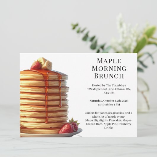 Invitation Petit-déjeuner de matinée | Crêpes & Sirop d'Érabl (Debout devant)