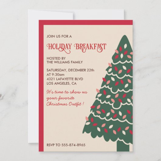 Invitation Petit Déjeuner de Noël Arbre Géant Clas (Devant)