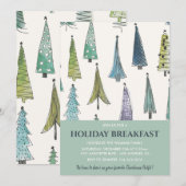 Invitation Petit-déjeuner de Noël Arbres Mignons (Devant / Derrière)
