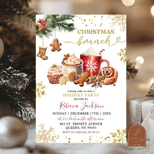 Invitation Petit déjeuner de Noël au cacao chaud et aux biscu