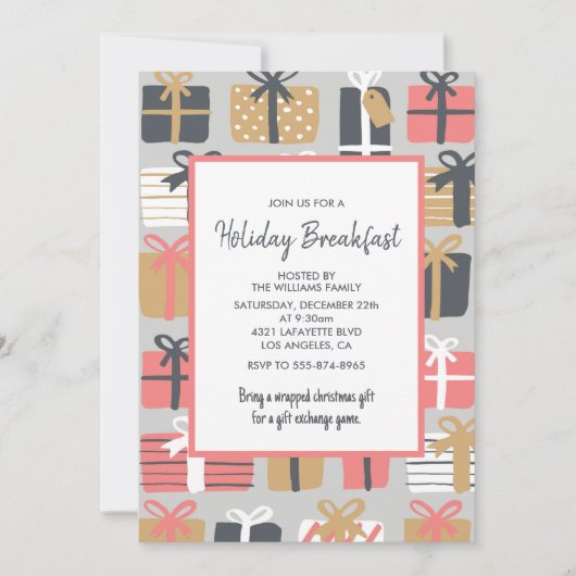 Invitation Petit Déjeuner de Noël Cadeaux Mignons (Devant)