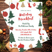 Invitation Petit Déjeuner de Noël Chaussettes Arbr