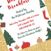 Invitation Petit Déjeuner de Noël Chaussettes Arbr