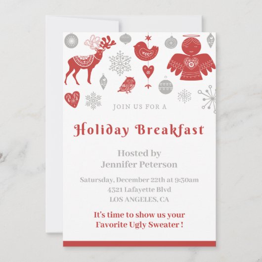 Invitation Petit Déjeuner de Noël Classique Gris N (Devant)