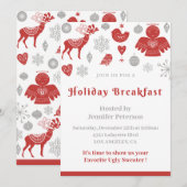 Invitation Petit Déjeuner de Noël Classique Gris N (Devant / Derrière)