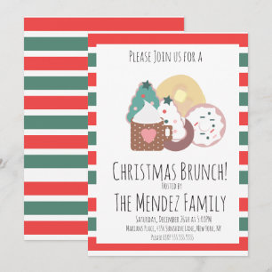 Invitation Petit déjeuner de Noël en famille Crêpes Cookies D