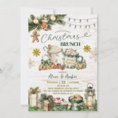 Invitation Petit déjeuner de Noël rustique à carreaux vert sa (Devant)