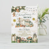 Invitation Petit déjeuner de Noël rustique à carreaux vert sa (Debout devant)