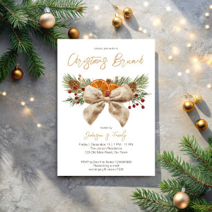 Invitation Petit déjeuner de Noël rustique pins arc baies