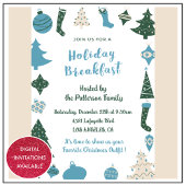 Invitation Petit Déjeuner de Noël Vert Bleu Mignon
