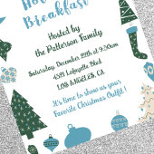 Invitation Petit Déjeuner de Noël Vert Bleu Mignon
