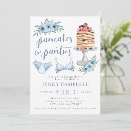 Invitation Petit déjeuner de Pancakes & Sous-vêtements pour E (Debout devant)
