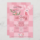 Invitation Petit déjeuner de Pâques avec chasse aux œufs Lapi (Devant / Derrière)