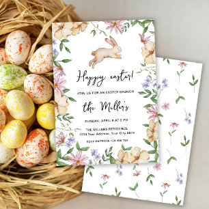Invitation Petit déjeuner de Pâques Bunny Happy