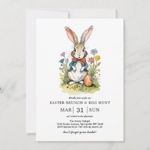 Invitation Petit déjeuner de Pâques & Chasse aux œufs Lapin
