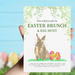Invitation Petit déjeuner de Pâques chasse aux œufs Lapin mig