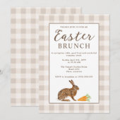 Invitation Petit déjeuner de Pâques rustique Gingham beige Li (Devant / Derrière)