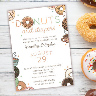 Invitation Petit-déjeuner Donuts et Couches Fête de Naissance