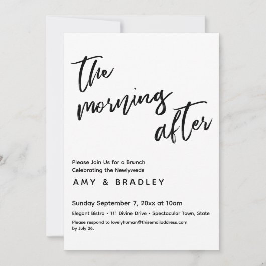 Invitation Petit déjeuner du lendemain de mariage écriture ma (Devant)