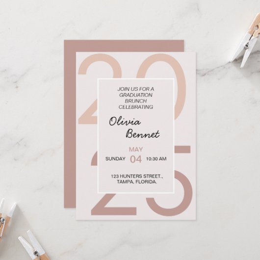 Invitation Petit-Déjeuner Élégant Brunch pour elle (Devant/Arrière en situation)