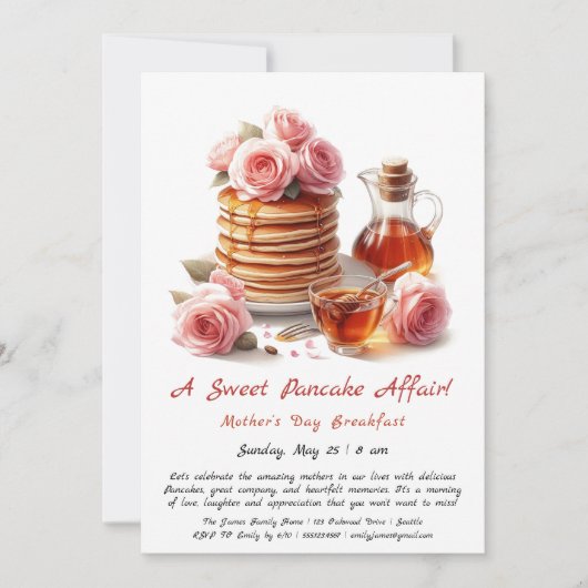 Invitation Petit Déjeuner Fête des Mères – Pancake (Devant)