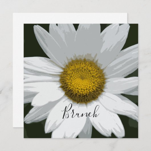 Invitation Petit déjeuner fleuri de mariage avec des margueri (Devant / Derrière)