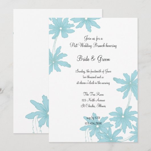 Invitation Petit déjeuner fleuri de mariage avec des margueri (Devant / Derrière)