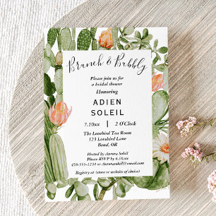 Invitation Petit-déjeuner floral cactus et bridal shower péti