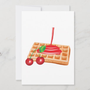 Invitation Petit déjeuner gaufre cerise avec sirop