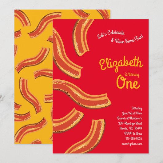 Invitation Petit-déjeuner gourmand Brunch Enfant 1er Annivers (Devant / Derrière)