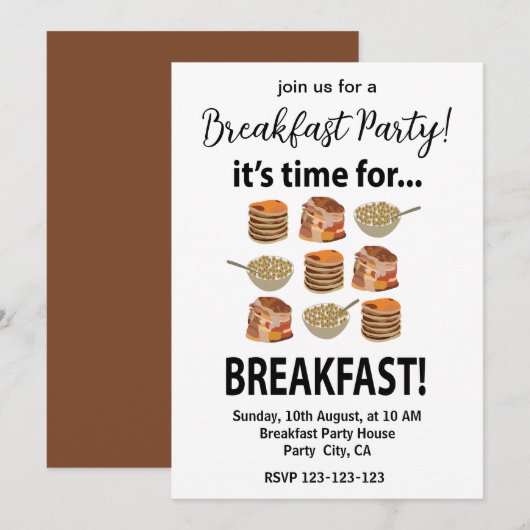 Invitation Petit déjeuner Il est temps de prendre le petit dé (Devant / Derrière)