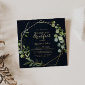 Invitation Petit-déjeuner Mariage vert bleu or géométrique