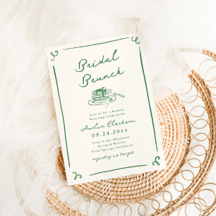 Invitation Petit Déjeuner Mariage Vert Dessiné à la Main avec