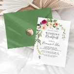 Invitation Petit déjeuner Mariage vert rose pâle<br><div class="desc">Cette invitation au petit-déjeuner mariage à fleurs et rose verdoyante est parfaite pour une journée simple après le petit-déjeuner entre la famille mariage et les amis. Le design présente des peintures à la main de magnifiques pivoines roses,  rousses et jaunes avec feuillage vert.</div>