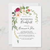 Invitation Petit déjeuner Mariage vert rose pâle (Devant)