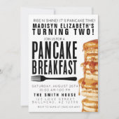 Invitation Petit déjeuner Pancakes et Pyjamas Fête Anniversai (Devant)