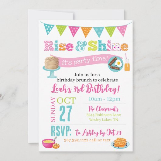 Invitation Petit-déjeuner Rise and Shine (Devant)