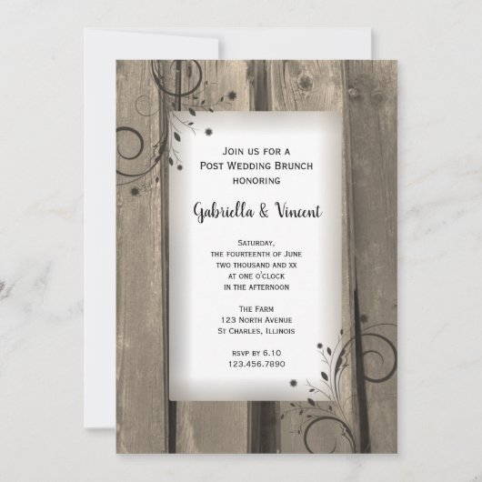 Invitation Petit déjeuner rustique de campagne dans une grang (Devant)