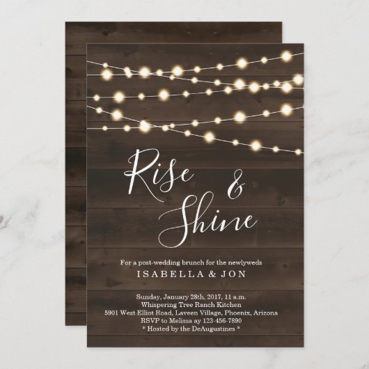 Invitation Petit déjeuner rustique de lendemain de mariage (Devant / Derrière)