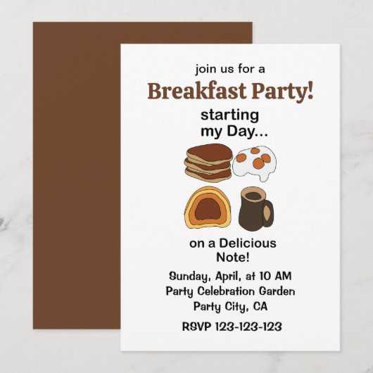 Invitation Petit déjeuner sur une note délicieuse Party (Devant / Derrière)