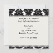Invitation petit design noir blanc damassé fleuri (Dos)