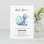 Invitation Petit Dinosaure Cute Avec Son Baby shower Oeuf (Debout devant)