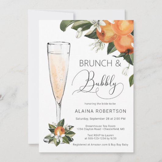 Invitation Petit-djeuner de mariage et mimosa à la fleur d'or (Devant)