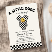 Invitation Petit Dude Baby Bodysuit Baby shower rétro