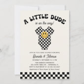Invitation Petit Dude Baby Bodysuit Baby shower rétro (Devant)