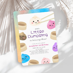 Invitation Petit Dumpling Coloré Anniversaire Kawaii