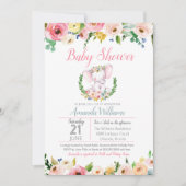 Invitation Petit Eléphant Baby shower Fleurs d'été du printem (Devant)