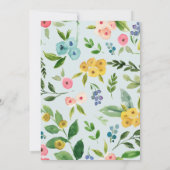 Invitation Petit Eléphant Baby shower Fleurs d'été du printem (Dos)