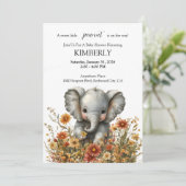 Invitation Petit éléphant dans un jardin fleuri (Debout devant)