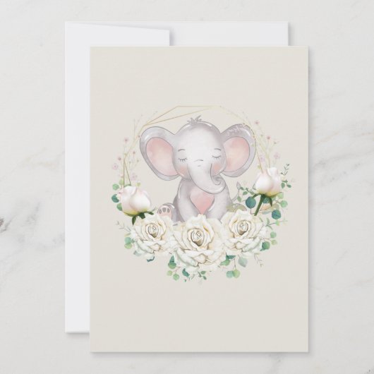 Invitation Petit éléphant floral aquarelle Peanut (Dos)